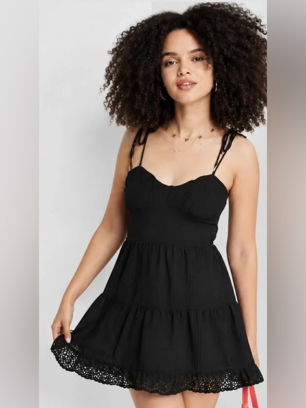 Wild Fable Black Tie-Shoulder Mini Dress NWT Small